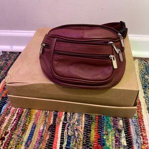 Genuine leather deep red Fanny pack